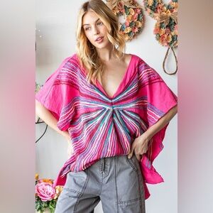 Oli & Hali Pink Multicolor Striped Tunic